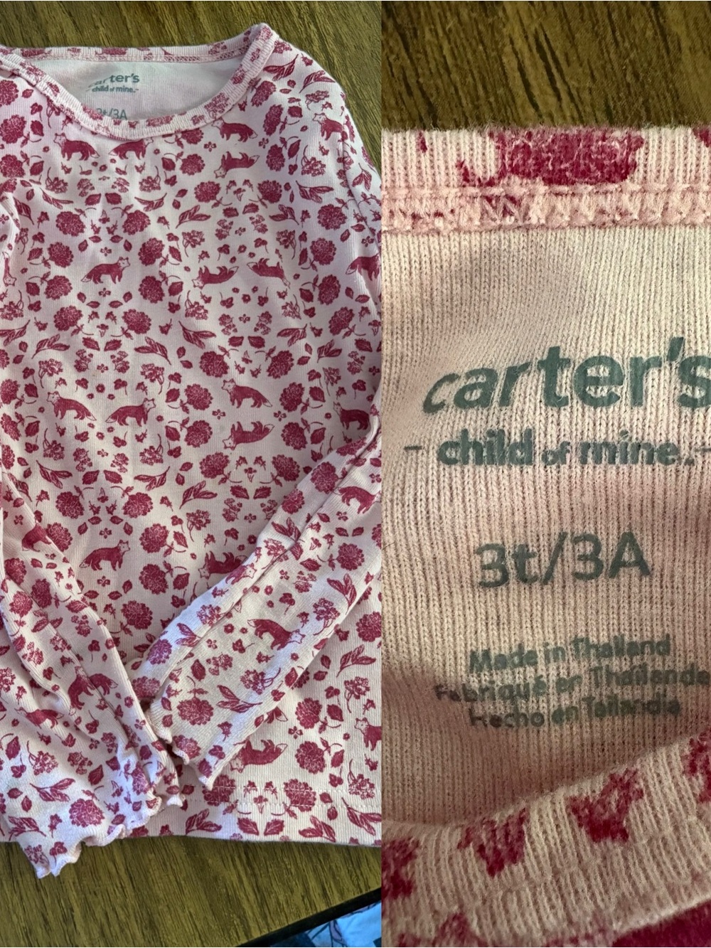 Carter's Pink Floral & Animal Print Long Sleeve Onesie
